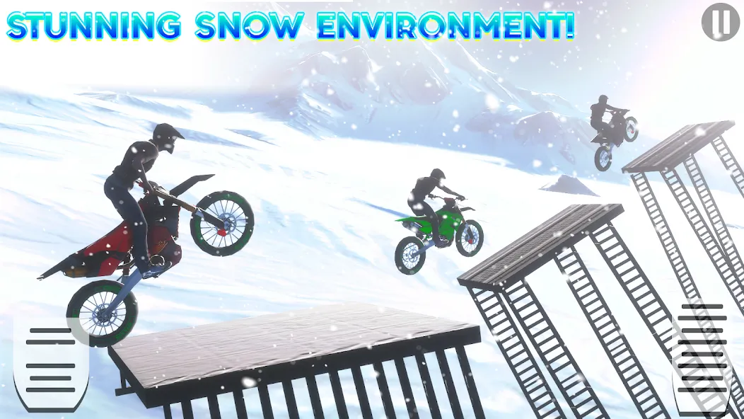 Snow Tricky Bike Stunt Race 3D [MOD: безлимитные деньги и топливо] Screenshot 2
