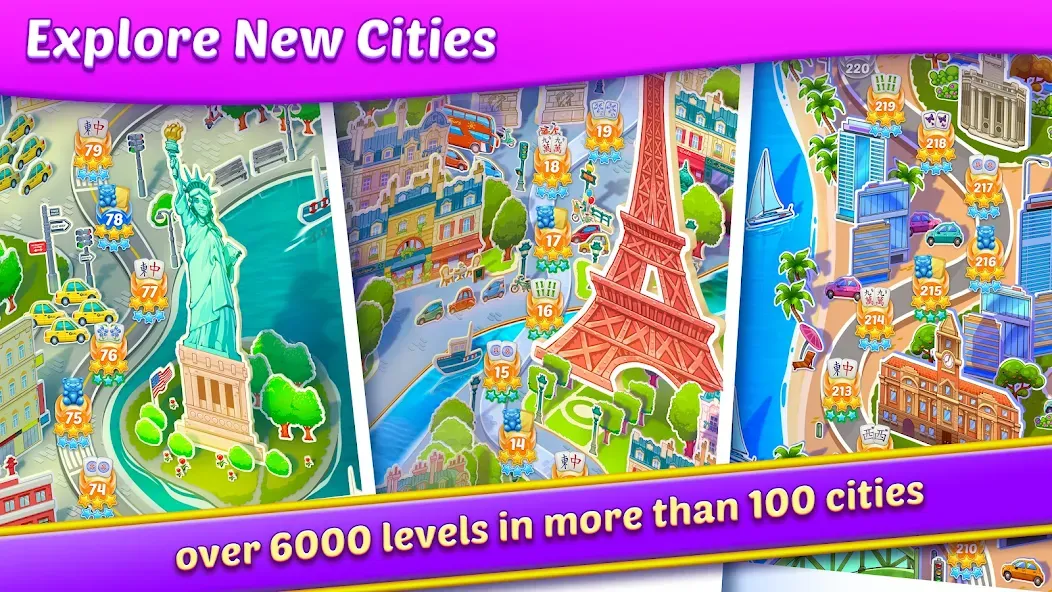 Mahjong City Tours: Tile Match [MOD: безлимитные деньги и открыты все уровни] Screenshot 3