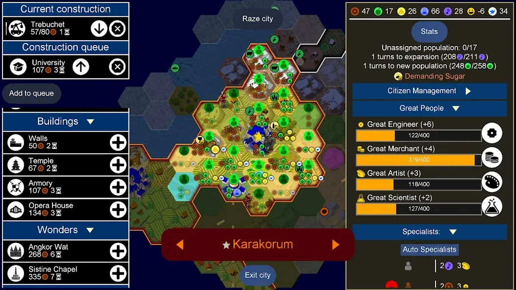 Unciv [MOD: безлимитные ресурсы и открыты все технологии] Screenshot 2