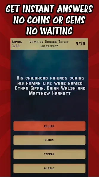 Vampire Diaries Quiz Trivia [MOD: открыты все вопросы и подсказки] Screenshot 3