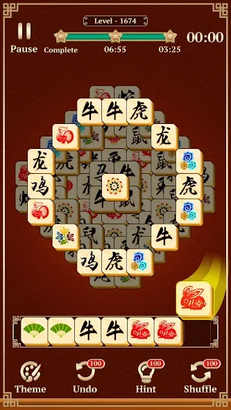 Mahjong Solitaire: 3 Tiles [MOD: безлимитные подсказки и отмены ходов] Screenshot 4