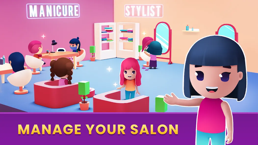 Idle Beauty Salon Tycoon [MOD: безлимитные деньги и алмазы] Screenshot 1
