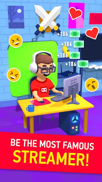 Idle Streamer - Tuber game [MOD: безлимитные деньги и бонусы] Screenshot 1