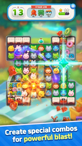 Anipang Match [MOD: безлимитные жизни и усилители] Screenshot 2