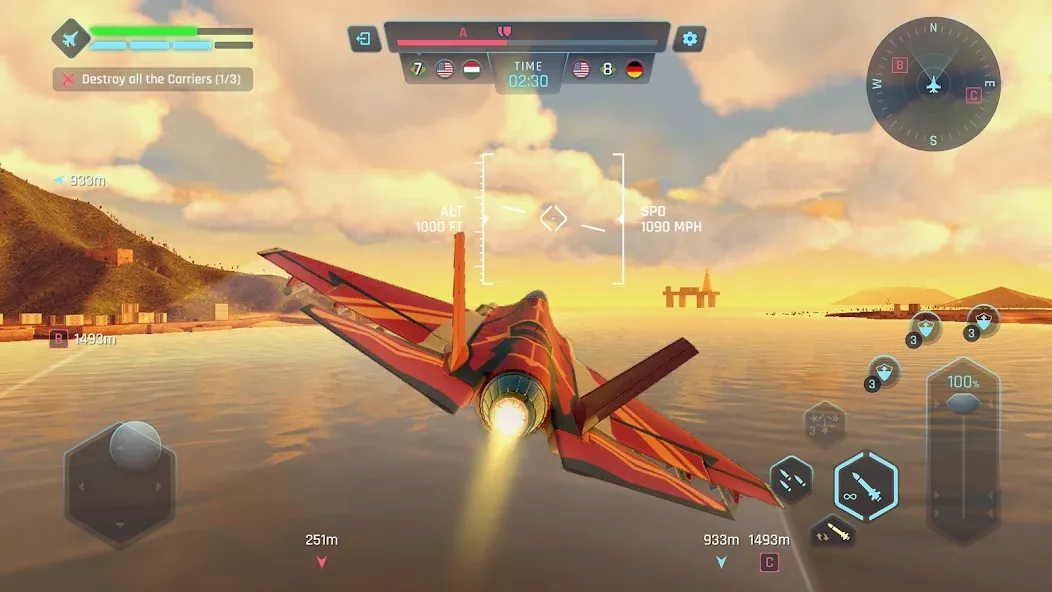 Sky Warriors: Airplane Games [MOD: безлимитные деньги и улучшенное оружие] Screenshot 2