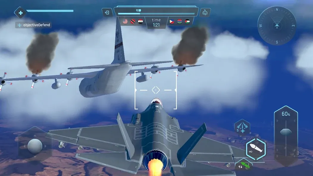 Sky Warriors: Airplane Games [MOD: безлимитные деньги и улучшенное оружие] Screenshot 4