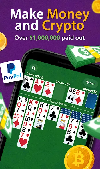 Solitaire - Make Money [MOD: безлимитные деньги и бонусы] Screenshot 1