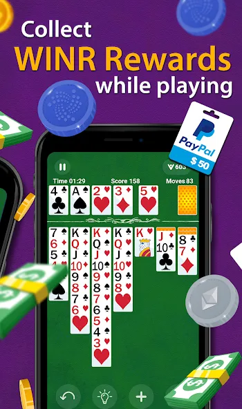 Solitaire - Make Money [MOD: безлимитные деньги и бонусы] Screenshot 5