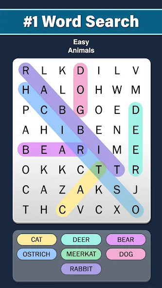 Word Search: Word Find [MOD: безлимитные подсказки и монеты] Screenshot 1