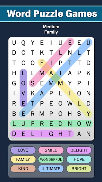 Word Search: Word Find [MOD: безлимитные подсказки и монеты] Screenshot 2