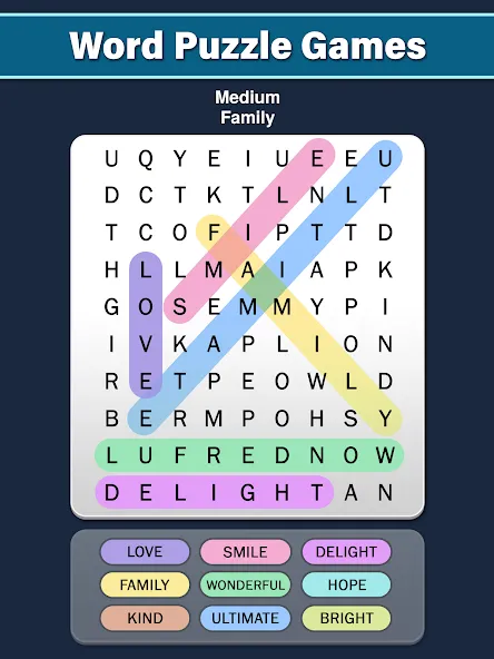 Word Search: Word Find [MOD: безлимитные подсказки и монеты] Screenshot 5
