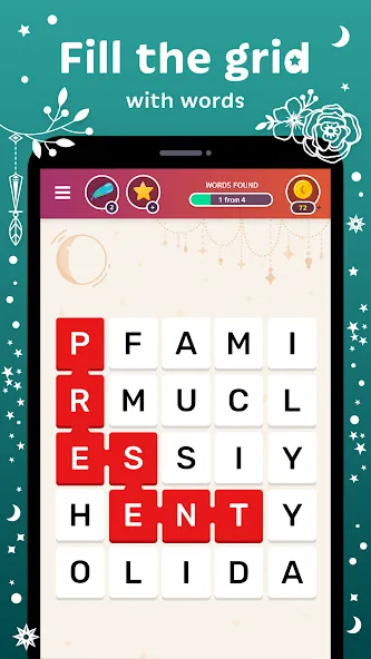 Word Catcher: Word Search [MOD: безлимитные подсказки и открыты уровни] Screenshot 2