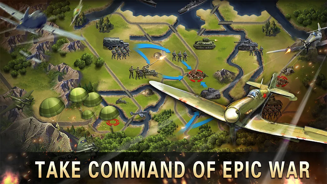 World War 2:WW2 Strategy Games [MOD: безлимитные ресурсы и открытые уровни] Screenshot 5