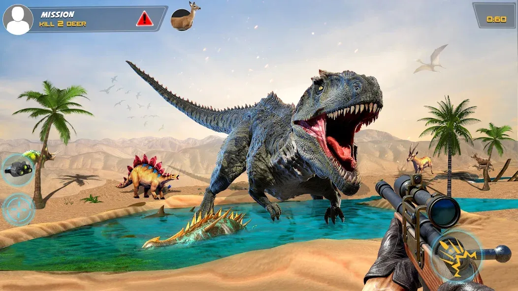 Dino Hunting Sniper Shooter 3D [MOD: безлимитные деньги и патроны] Screenshot 1