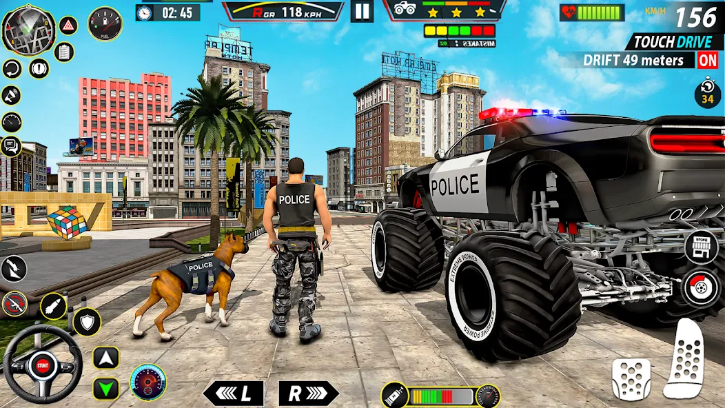 Police Monster Truck Car Games [MOD: безлимитные деньги и топливо] Screenshot 1