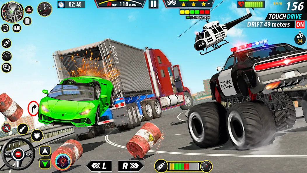 Police Monster Truck Car Games [MOD: безлимитные деньги и топливо] Screenshot 2