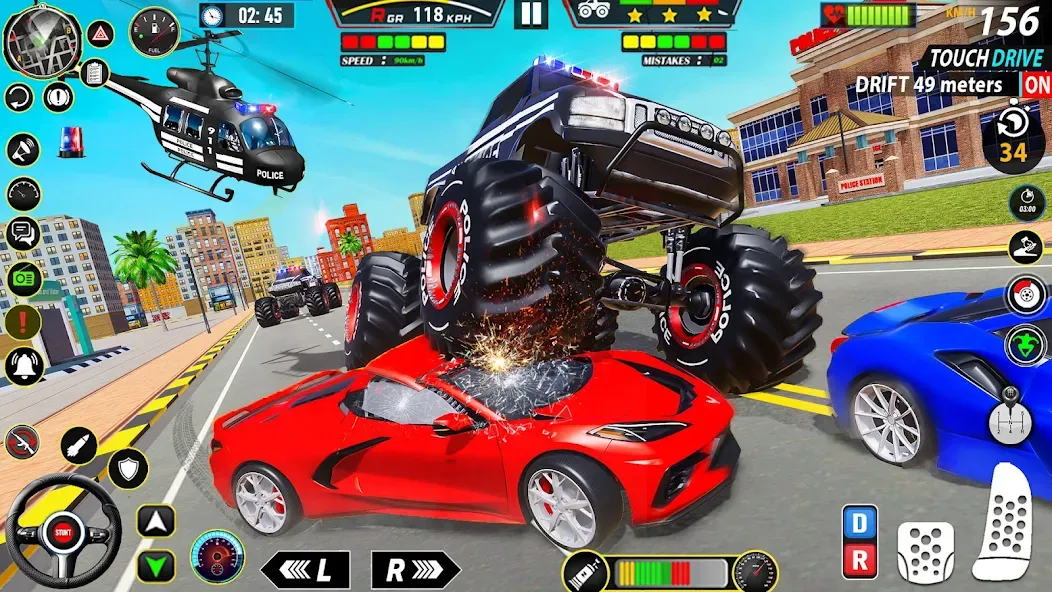 Police Monster Truck Car Games [MOD: безлимитные деньги и топливо] Screenshot 5