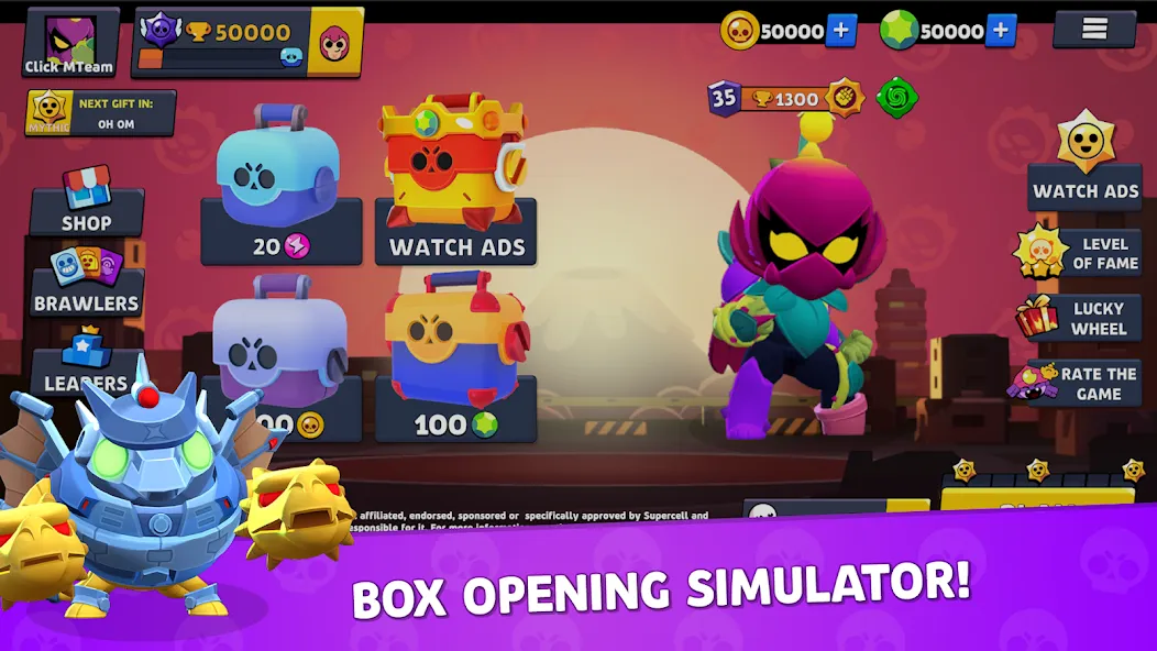 Brawl Box Stars Simulator [MOD: безлимитные награды и все бойцы] Screenshot 1
