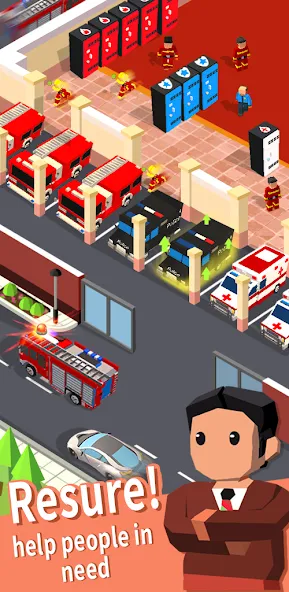 Idle Rescue Tycoon [MOD: бесконечные деньги и ускорение спасения] Screenshot 1
