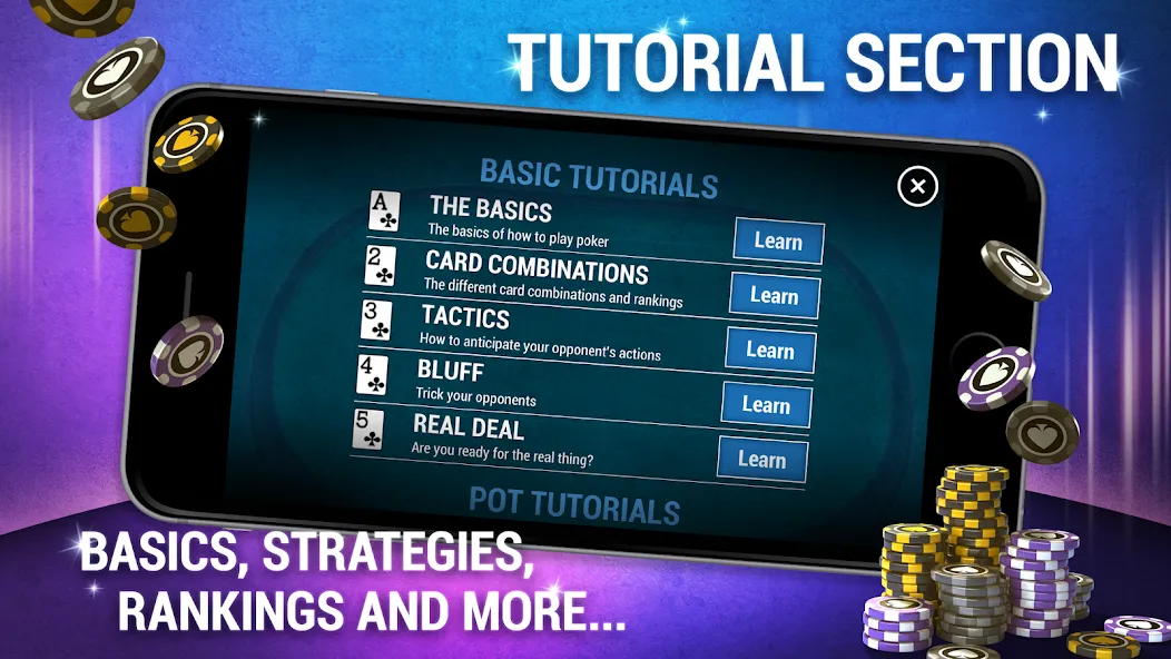 Learn How To Play Texas Poker [MOD: бесконечные фишки и подсказки] Screenshot 2
