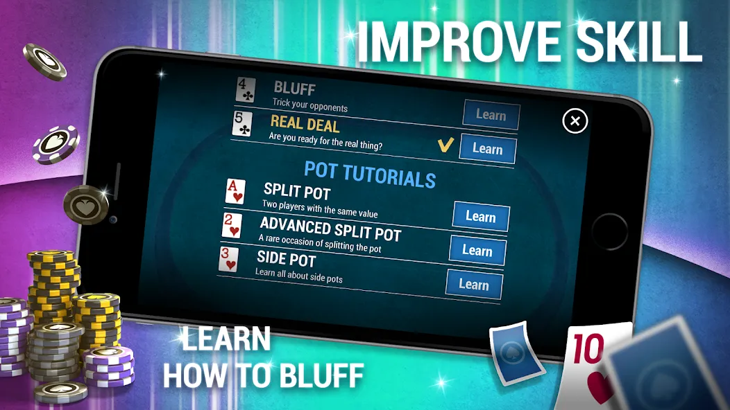 Learn How To Play Texas Poker [MOD: бесконечные фишки и подсказки] Screenshot 4
