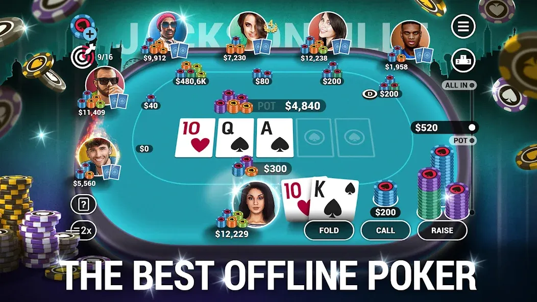 Poker World, Offline TX Holdem [MOD: безлимитные фишки и все турниры открыты] Screenshot 1