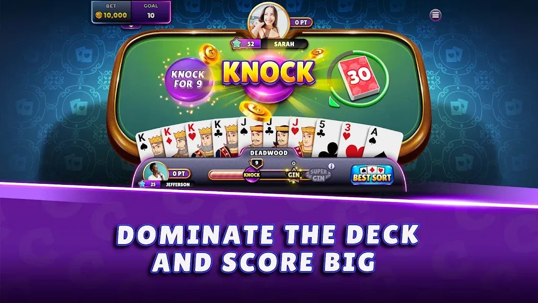 Gin Rummy Super - Card Game [MOD: безлимитные монеты и открытые функции] Screenshot 2