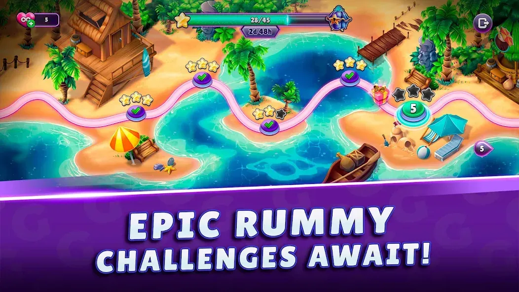 Gin Rummy Super - Card Game [MOD: безлимитные монеты и открытые функции] Screenshot 3