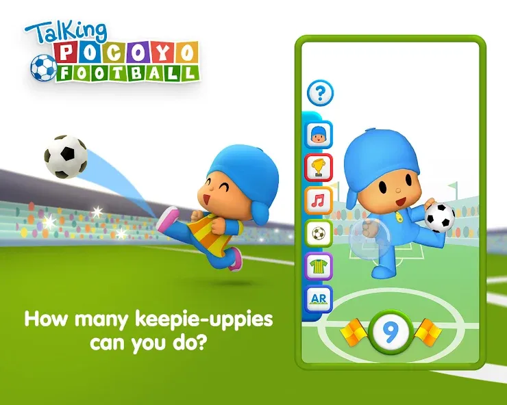 Talking Pocoyo Football [MOD: безлимитные монеты и открытые мячи] Screenshot 1