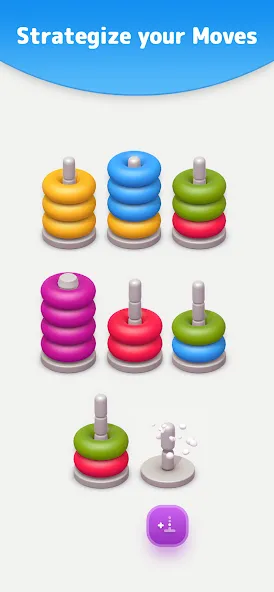 Color Sort 3D — Hoop Stack [MOD: без рекламы и все уровни открыты] Screenshot 2