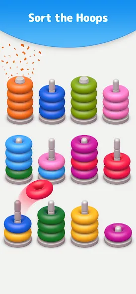 Color Sort 3D — Hoop Stack [MOD: без рекламы и все уровни открыты] Screenshot 4