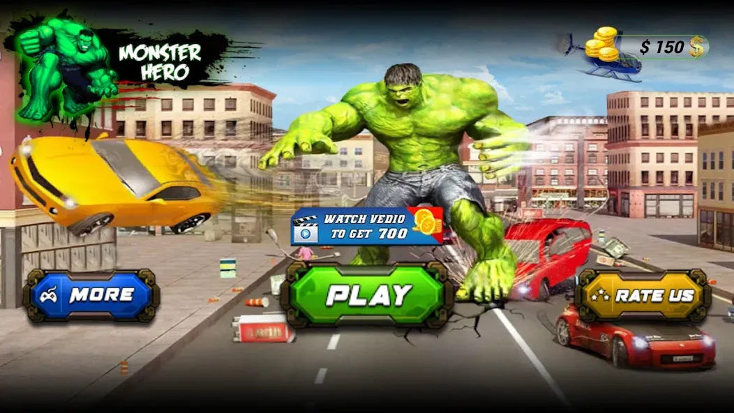 Monster Superhero: Green Fight [MOD: безлимитные деньги и здоровье] Screenshot 4