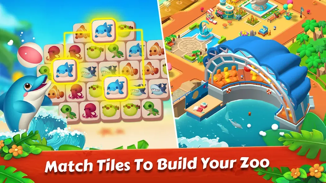 Zoo Tile - Match Puzzle Game [MOD: без рекламы и бесконечные подсказки] Screenshot 2