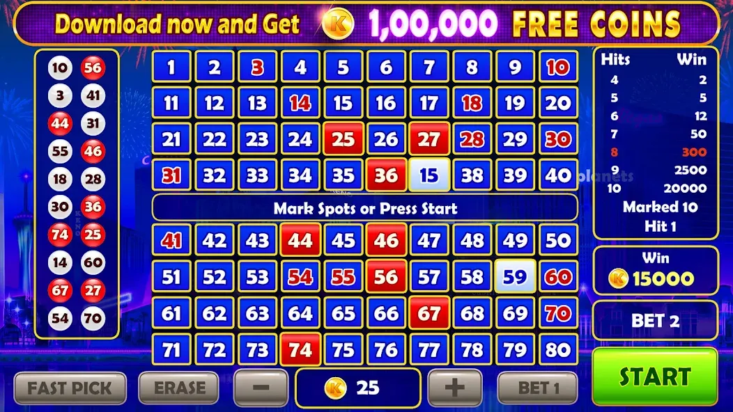 Keno Prime - Super 3X Payout [MOD: утроенные выплаты и безлимитные монеты] Screenshot 1