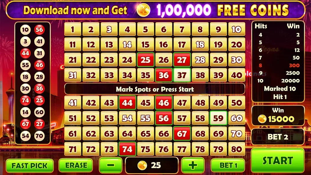 Keno Prime - Super 3X Payout [MOD: утроенные выплаты и безлимитные монеты] Screenshot 2