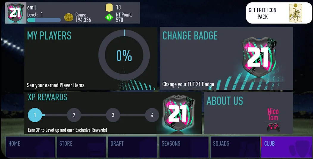 NT 21 Draft + Pack Opener [MOD: безлимитные деньги и паки открыты] Screenshot 3