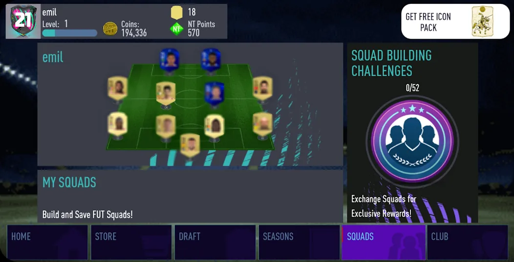 NT 21 Draft + Pack Opener [MOD: безлимитные деньги и паки открыты] Screenshot 5
