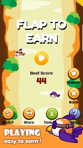 Flap To Earn [MOD: бесконечные монеты и быстрый полёт] Screenshot 1
