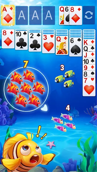 Solitaire Fish [MOD: много монет и подсказки без ограничений] Screenshot 1