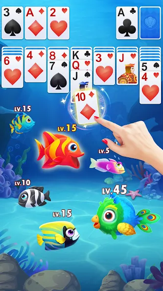 Solitaire Fish [MOD: много монет и подсказки без ограничений] Screenshot 2