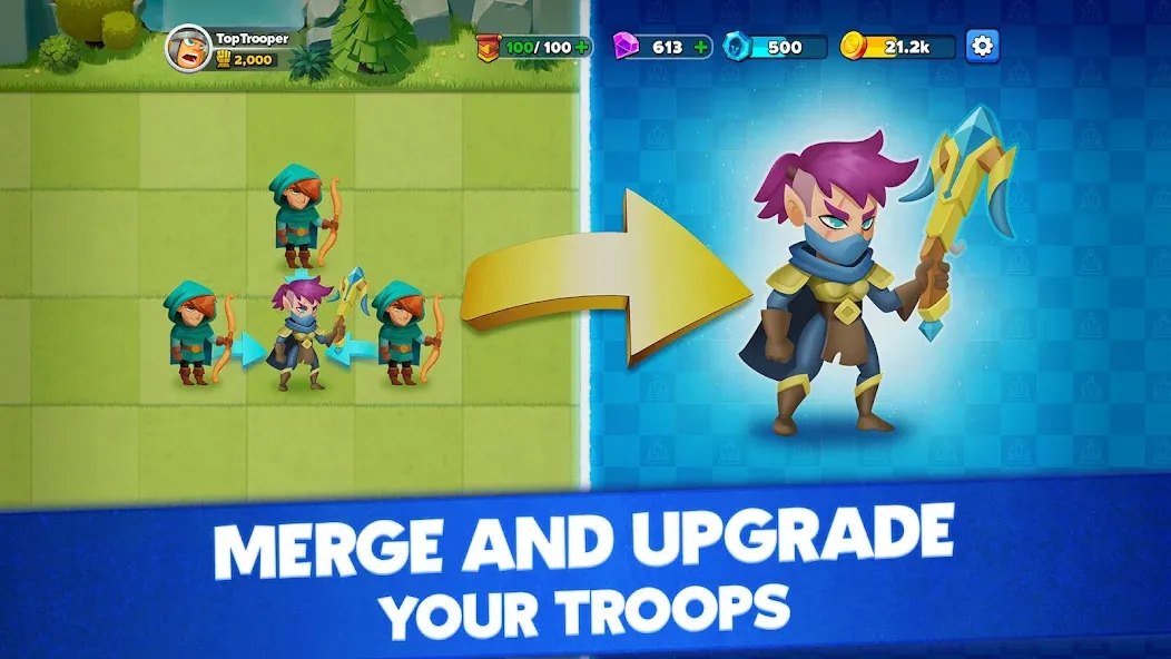 Top Troops: Adventure RPG [MOD: безлимитные деньги и ресурсы] Screenshot 1