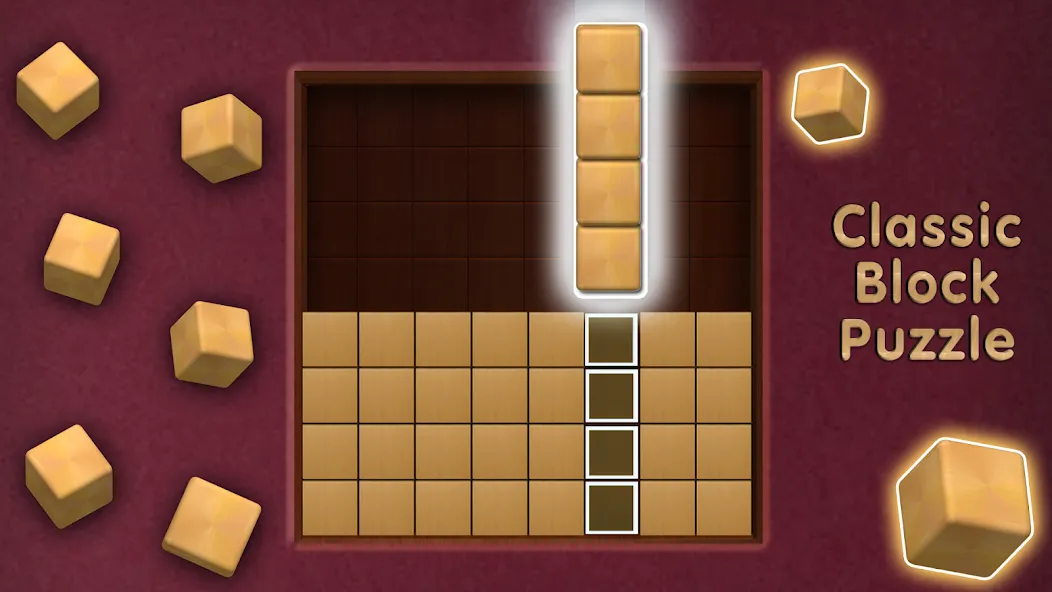 Wooden Cube Block Puzzle [MOD: без рекламы и бесконечные подсказки] Screenshot 2