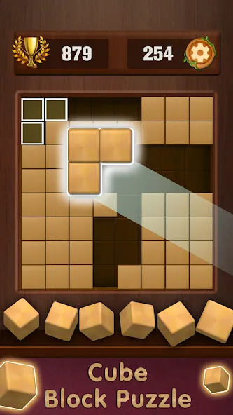 Wooden Cube Block Puzzle [MOD: без рекламы и бесконечные подсказки] Screenshot 4