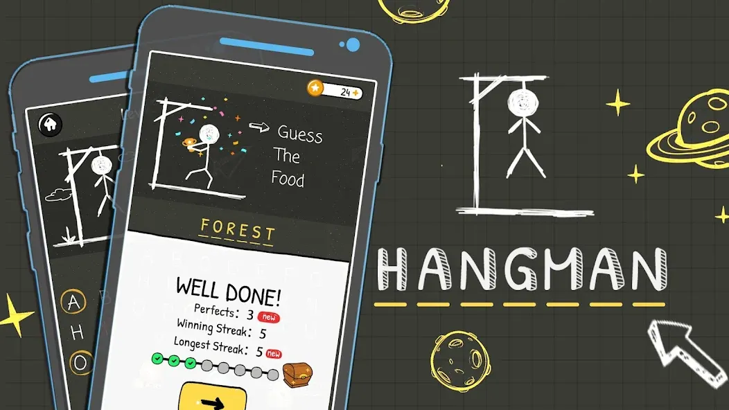 Hangman Words:Two Player Games [MOD: без рекламы, все подсказки открыты] Screenshot 1