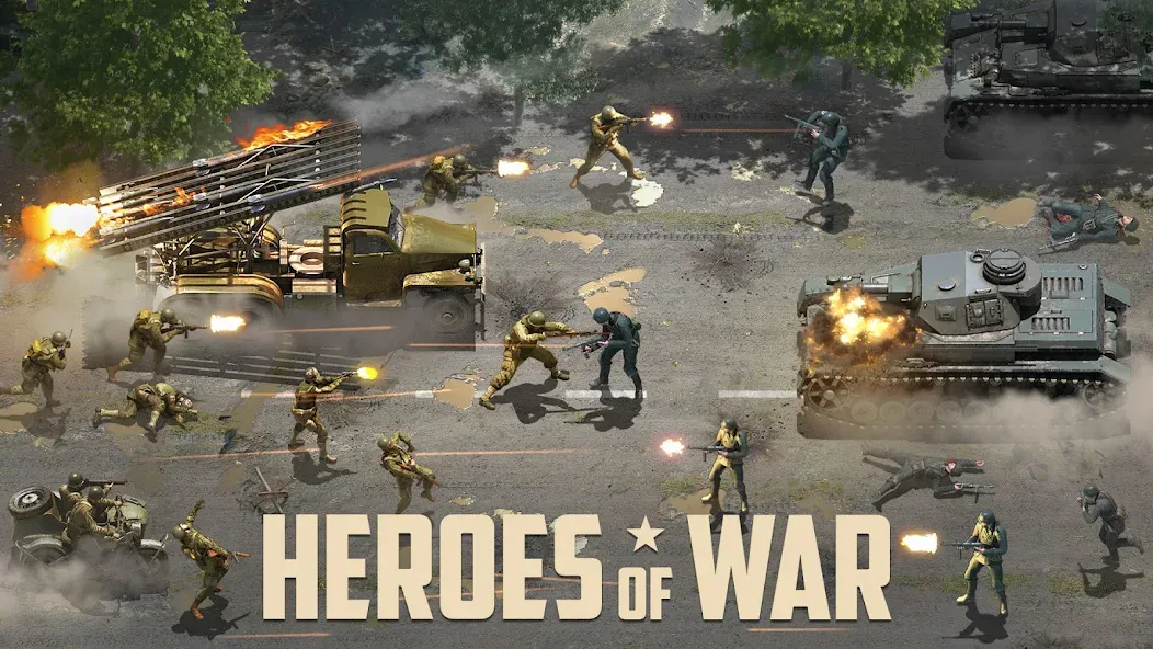 Heroes of War: Idle army game [MOD: безлимитные ресурсы и усиленная армия] Screenshot 1