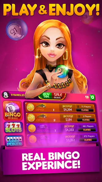 Bingo 90 Live : Vegas Slots [MOD: безлимитные монеты и бонусы] Screenshot 1