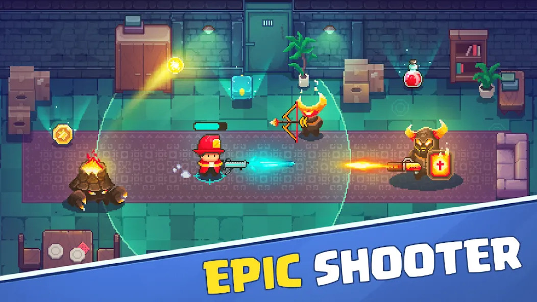 Firefighter: pixel shooter [MOD: безлимитные деньги и улучшенное оружие] Screenshot 1