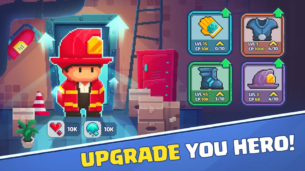 Firefighter: pixel shooter [MOD: безлимитные деньги и улучшенное оружие] Screenshot 5