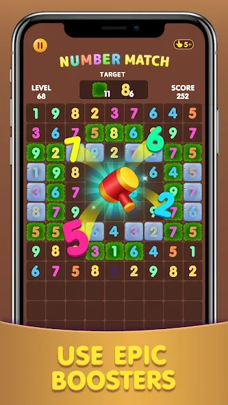 Number Match: Ten Crush Puzzle [MOD: безлимитные подсказки и отмены ходов] Screenshot 1
