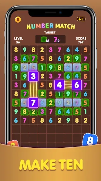 Number Match: Ten Crush Puzzle [MOD: безлимитные подсказки и отмены ходов] Screenshot 4